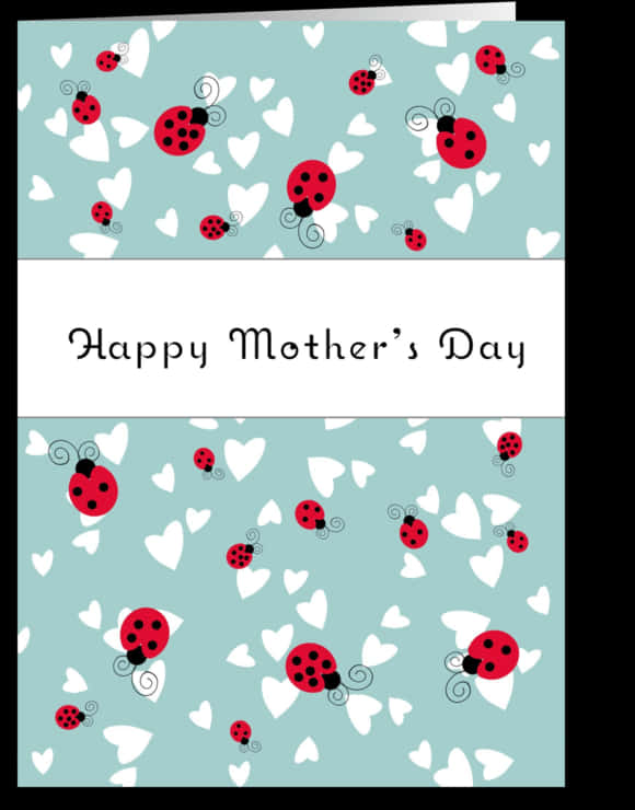 A Card With Ladybugs And Hearts PNG