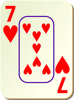 A Card With Seven Hearts PNG