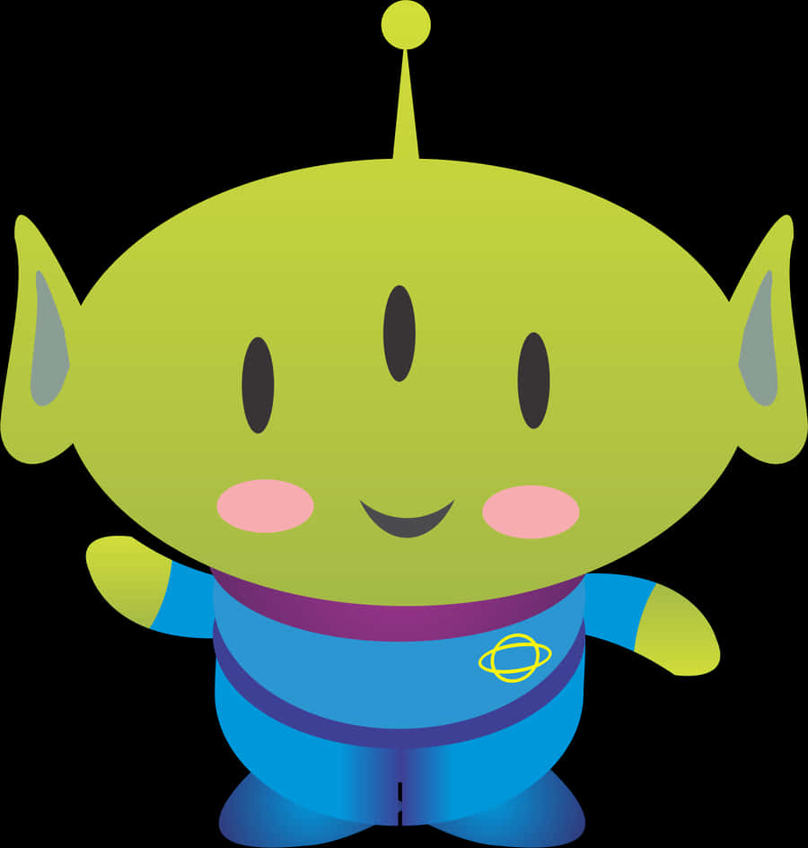 A Cartoon Alien Character With A Black Background PNG
