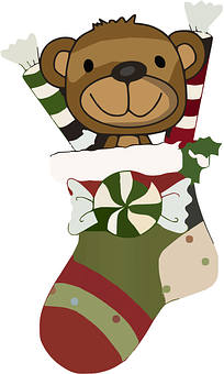 A Cartoon Bear In A Stocking PNG