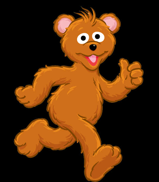 A Cartoon Bear With A Thumbs Up PNG