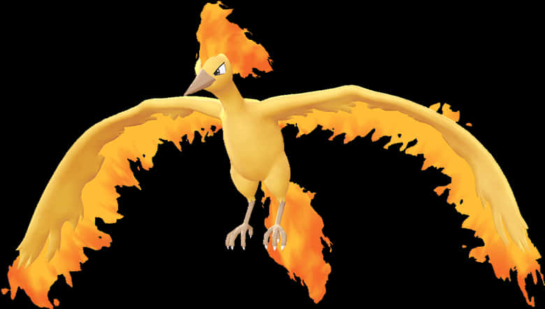 A Cartoon Bird With Orange Flames