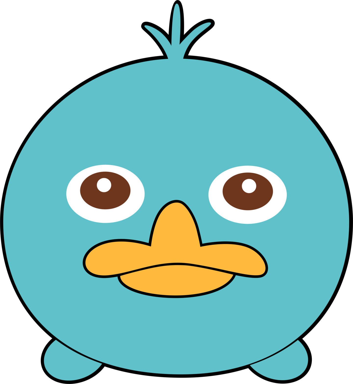 A Cartoon Blue Bird With Brown Eyes And A Yellow Beak PNG