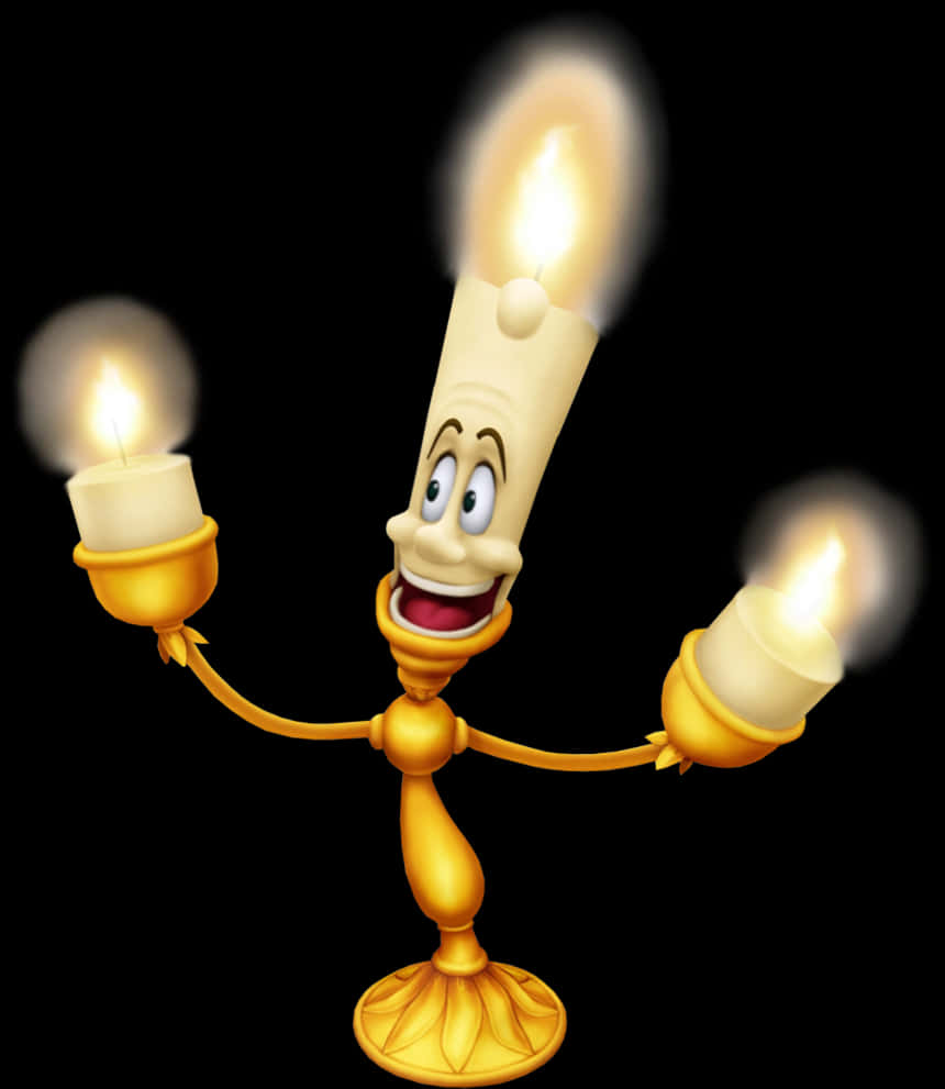 A Cartoon Candle Holder With A Face And Candles PNG