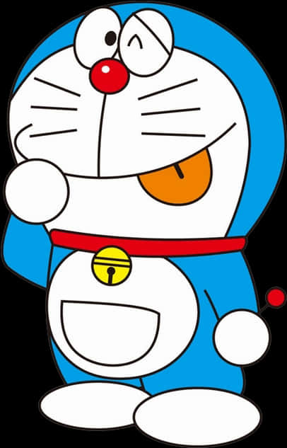 A Cartoon Cat With A Red Circle And A Blue Hat
