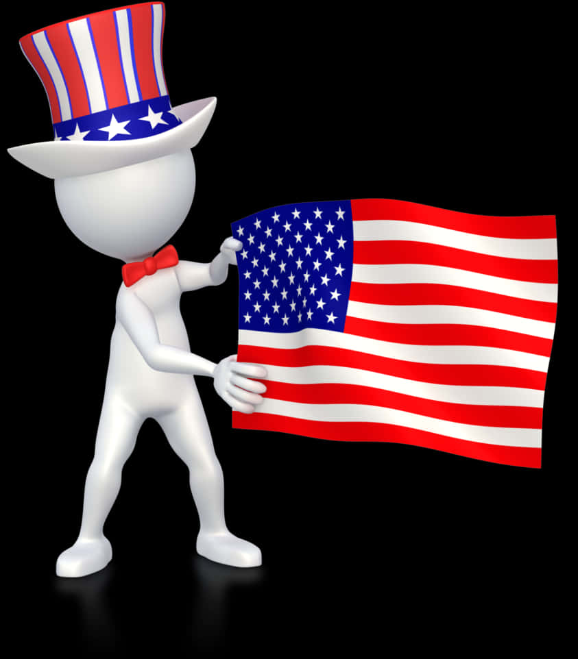 A Cartoon Character Holding A Flag PNG