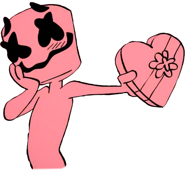 A Cartoon Character Holding A Heart Shaped Box PNG