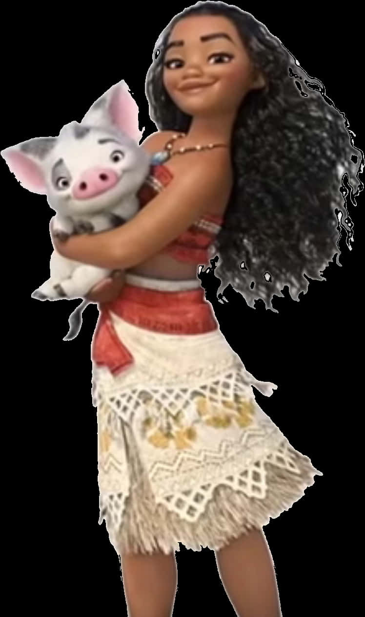 A Cartoon Character Holding A Pig PNG