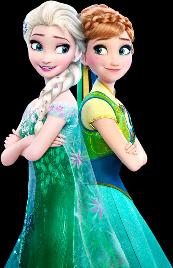 A Cartoon Character Of A Frozen Princess And A Princess PNG