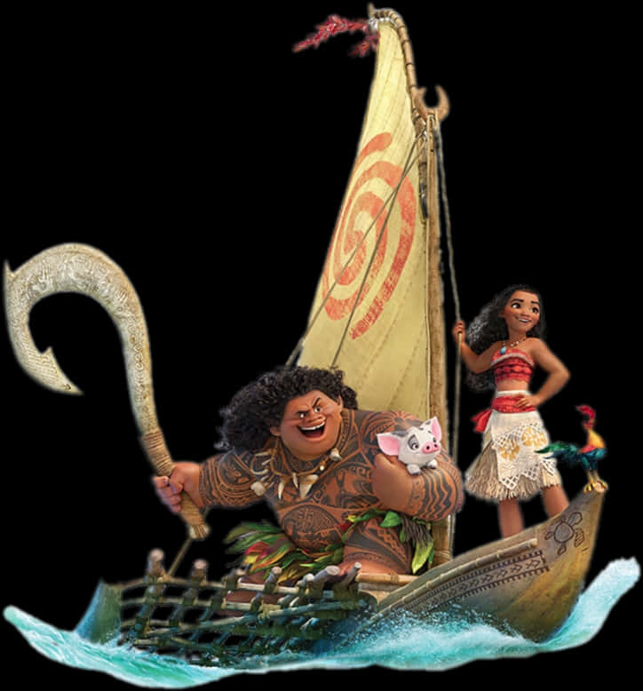 A Cartoon Character On A Boat PNG