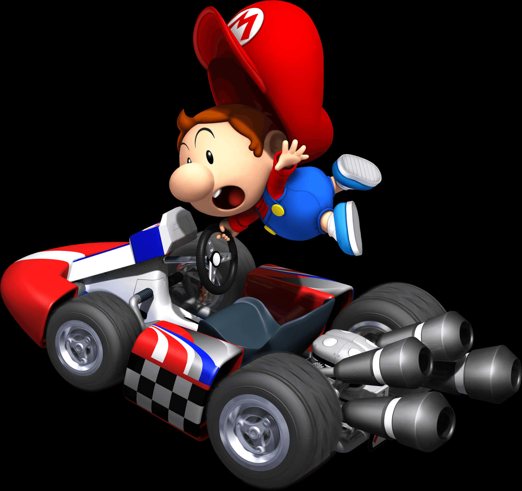 A Cartoon Character On A Toy Car PNG