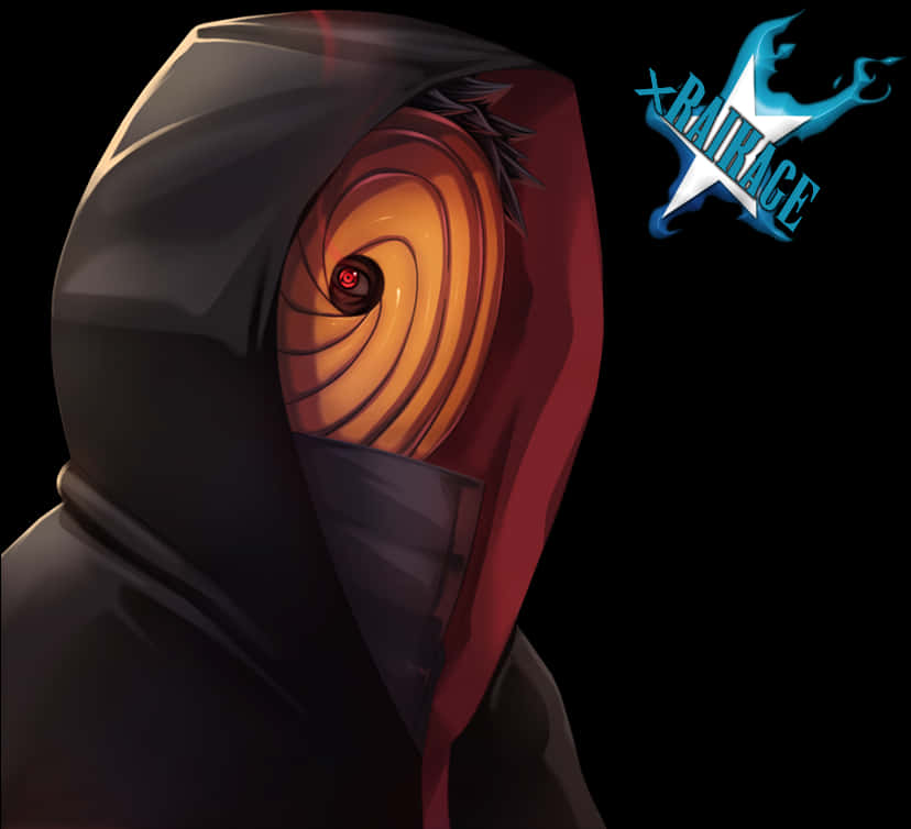A Cartoon Character With A Black Hoodie And Red Eyes PNG