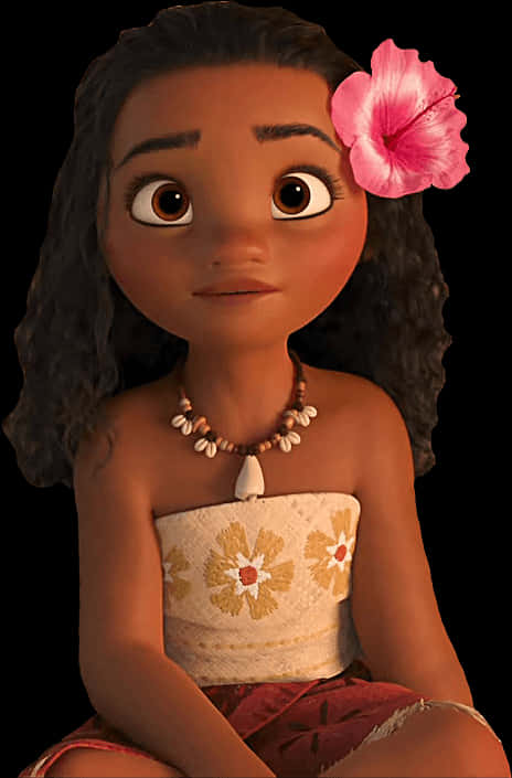 A Cartoon Character With A Flower In Her Hair PNG