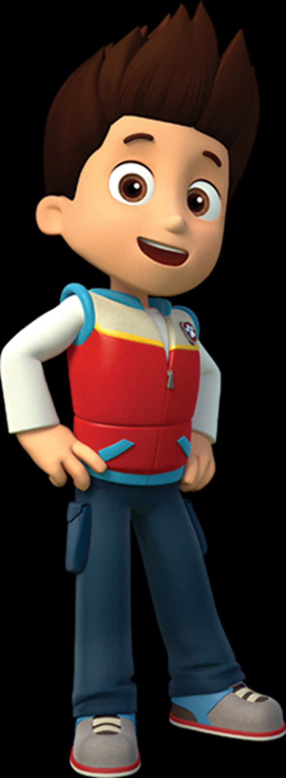 A Cartoon Character With A Red Vest PNG