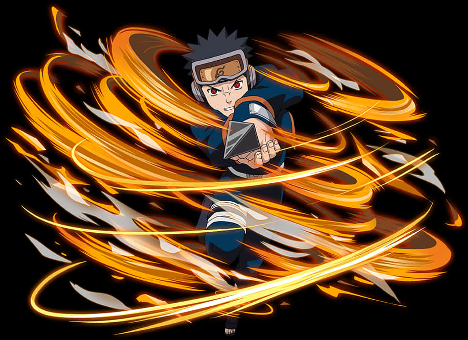 A Cartoon Character With Fire Swirls PNG