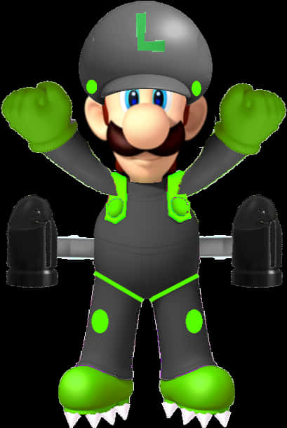 A Cartoon Character With Green Gloves And A Mustache PNG