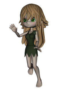 A Cartoon Character With Long Blonde Hair And Green Eyes PNG