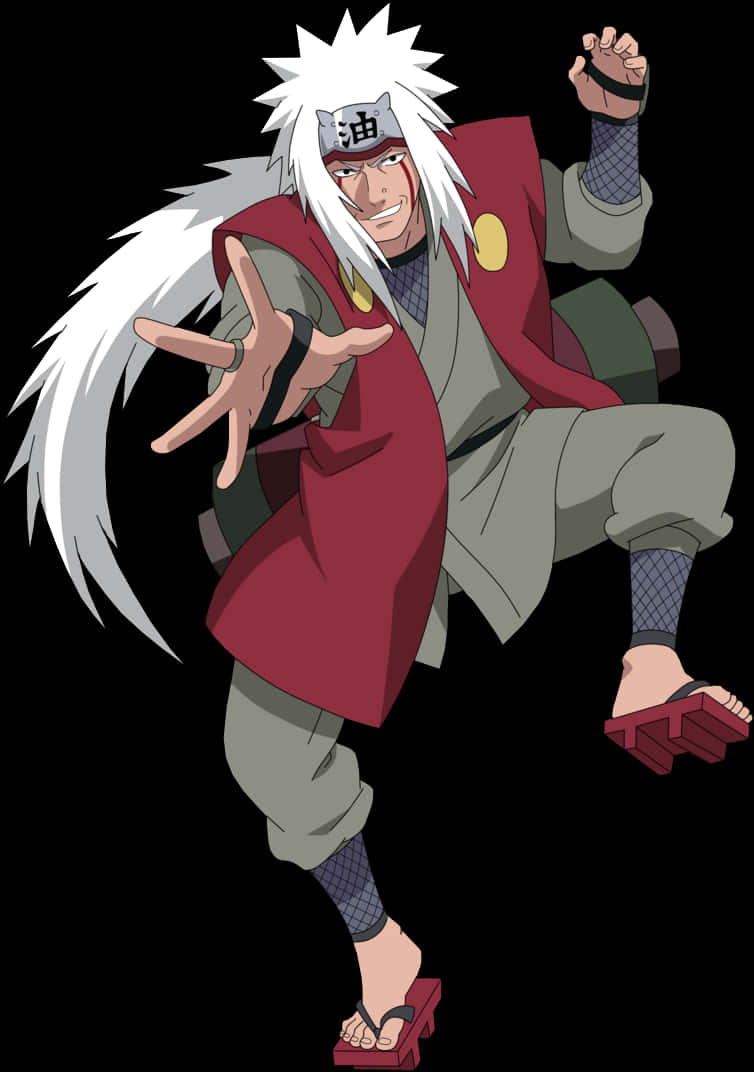 A Cartoon Character With Long White Hair And A Red Robe PNG