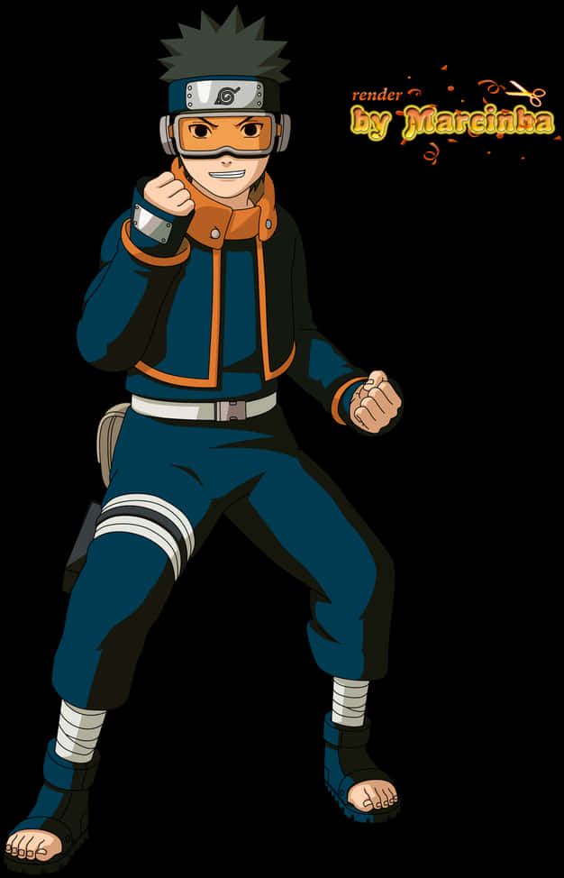 A Cartoon Character With Orange And Blue Outfit