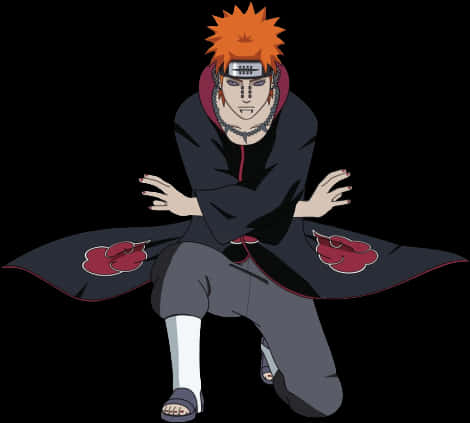A Cartoon Character With Orange Hair And Black Robe PNG