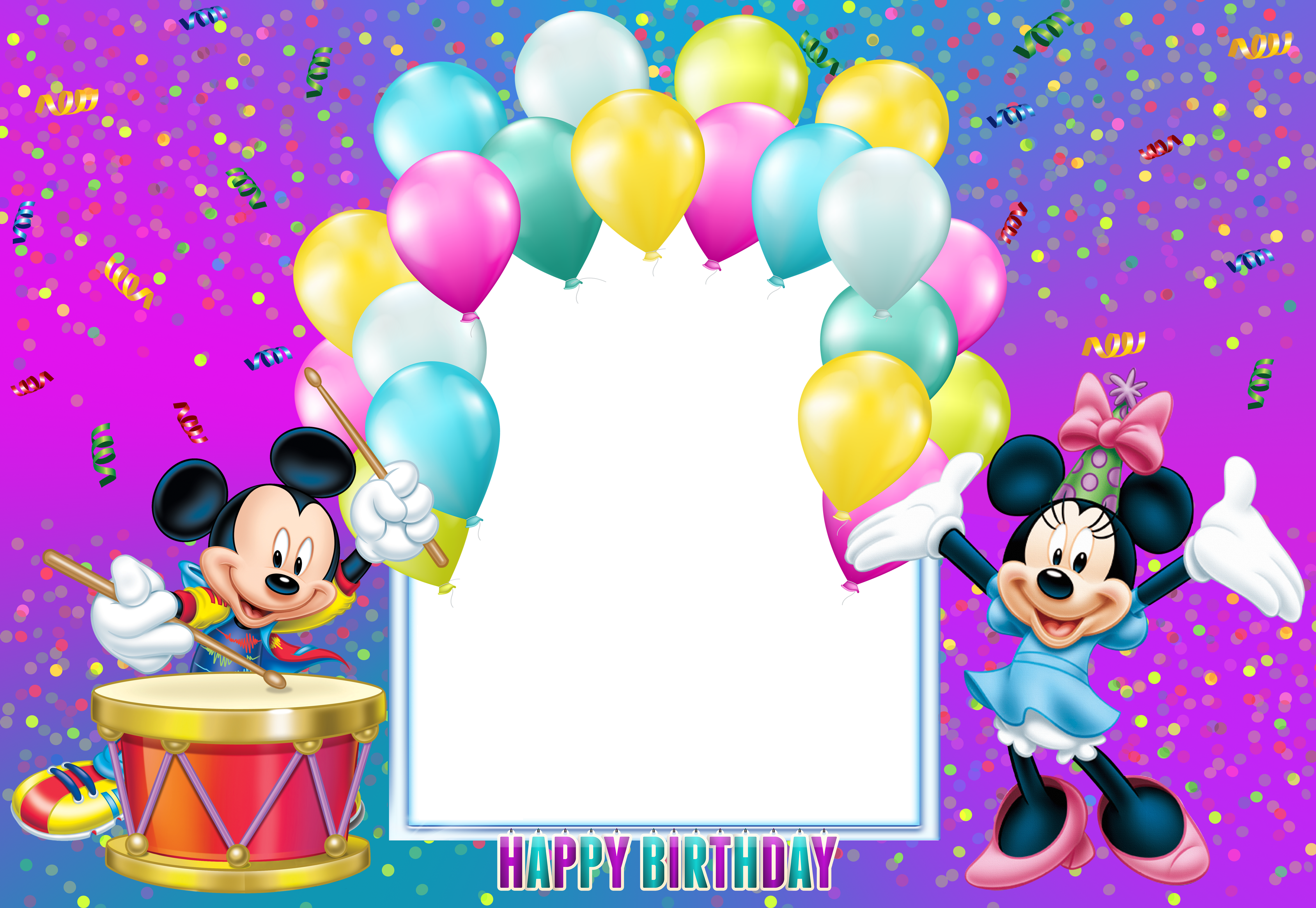 A Cartoon Characters Holding Balloons And A Drum PNG