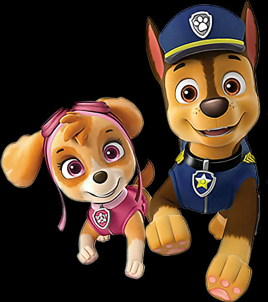 A Cartoon Dog And A Police Officer PNG