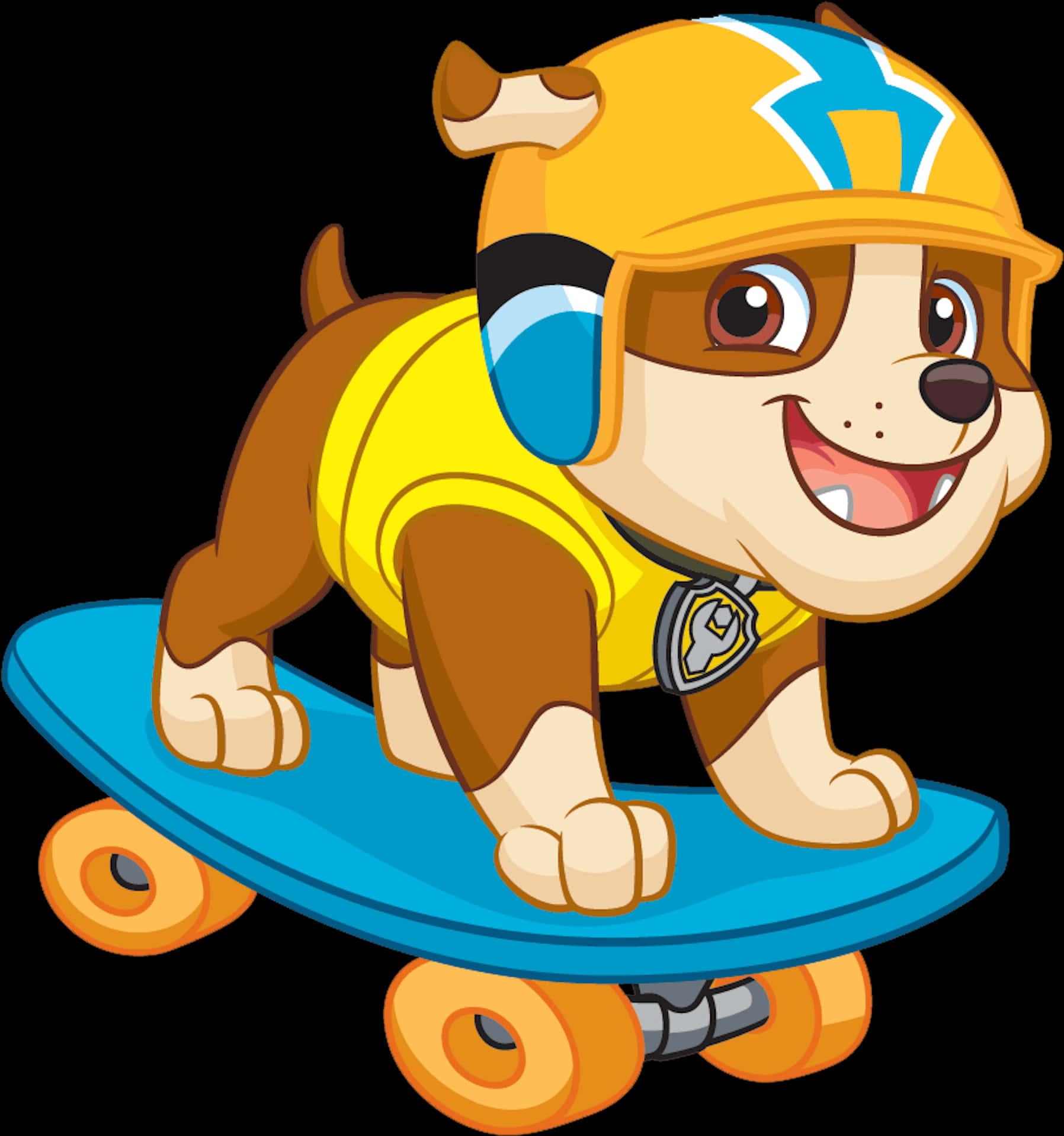 A Cartoon Dog Wearing A Helmet And Riding A Skateboard PNG