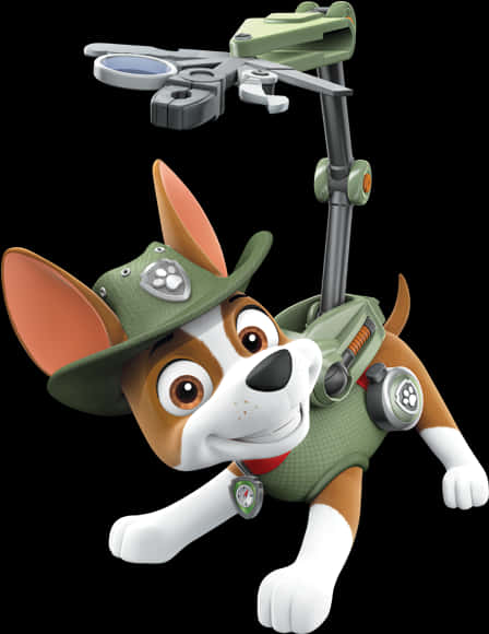 A Cartoon Dog With A Green Hat And A Green Vest