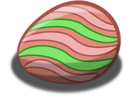 A Cartoon Egg With Green Stripes PNG