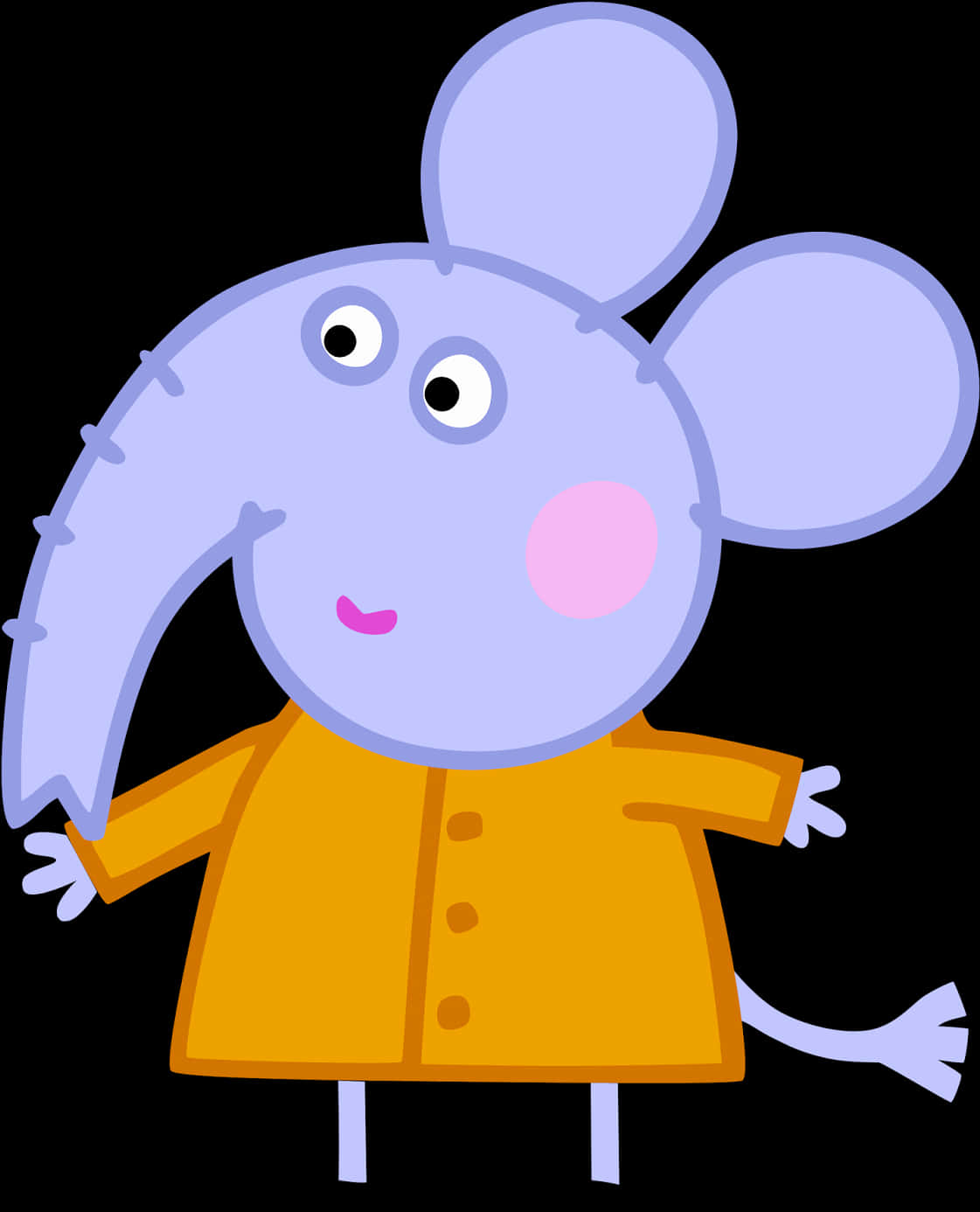 A Cartoon Elephant In A Yellow Coat PNG