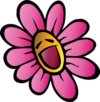 A Cartoon Face On A Flower PNG