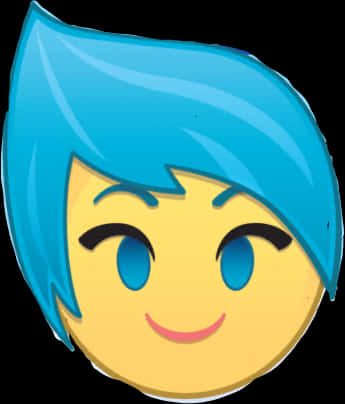 A Cartoon Face With Blue Hair