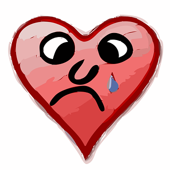A Cartoon Heart With A Sad Face PNG