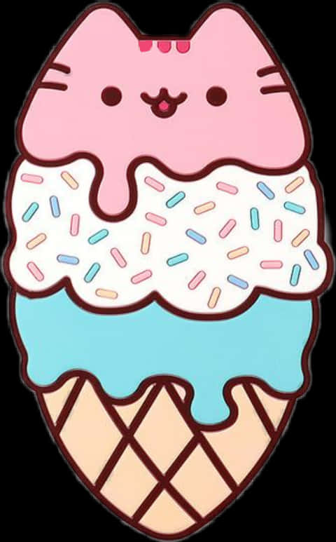 A Cartoon Ice Cream Cone With Sprinkles PNG