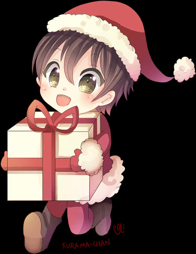 A Cartoon Of A Boy Holding A Gift PNG