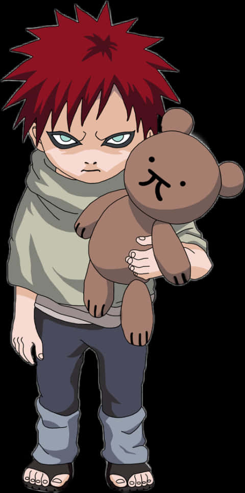 A Cartoon Of A Boy Holding A Teddy Bear PNG