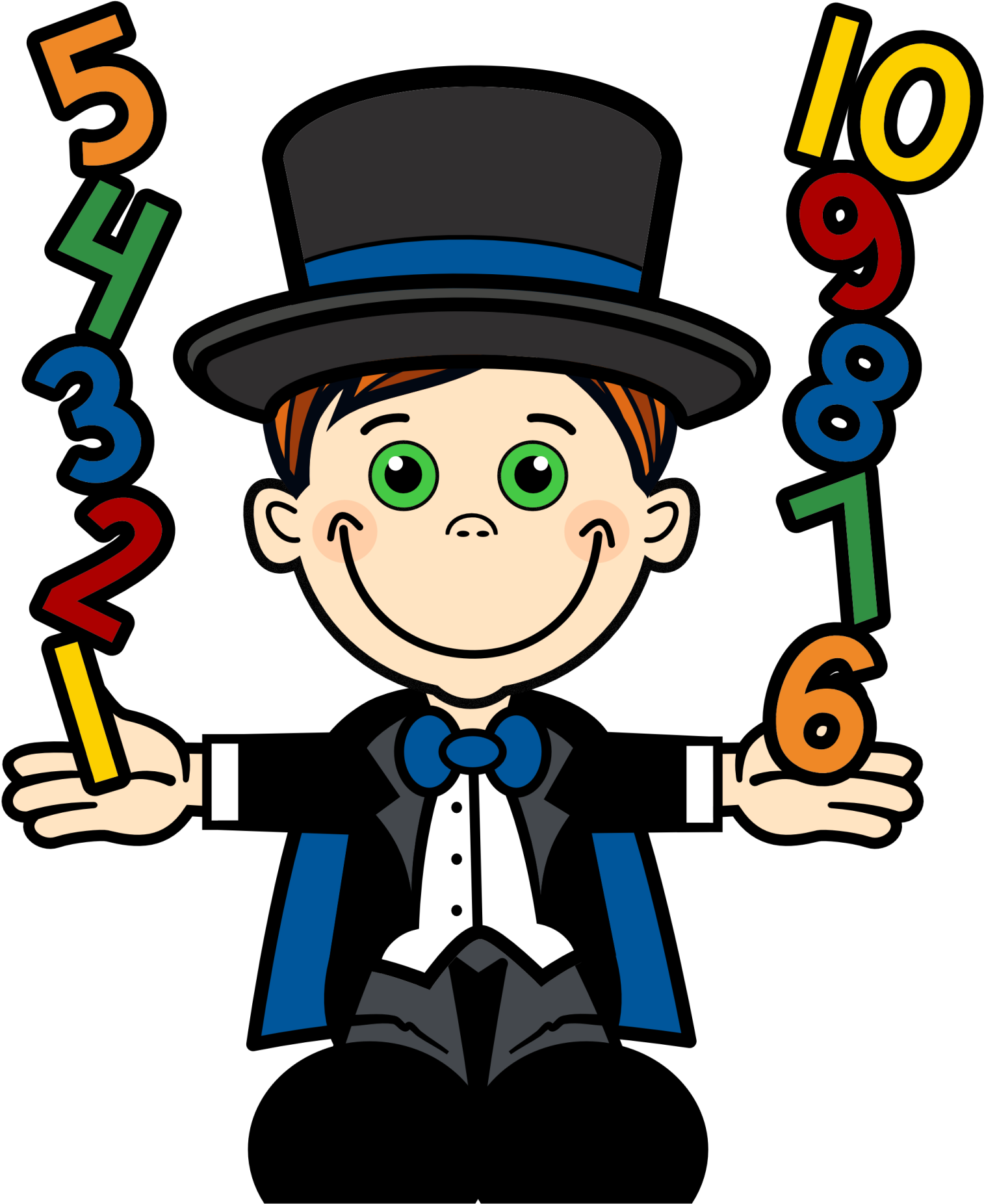 A Cartoon Of A Boy Juggling Numbers PNG