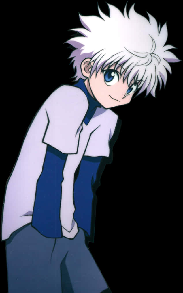 A Cartoon Of A Boy With White Hair PNG