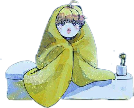 A Cartoon Of A Boy Wrapped In A Yellow Blanket PNG