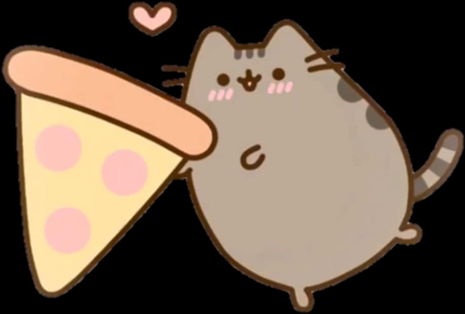 A Cartoon Of A Cat Holding A Pizza PNG