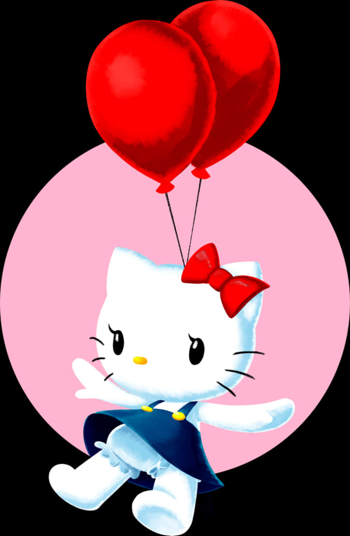A Cartoon Of A Cat Holding Balloons PNG