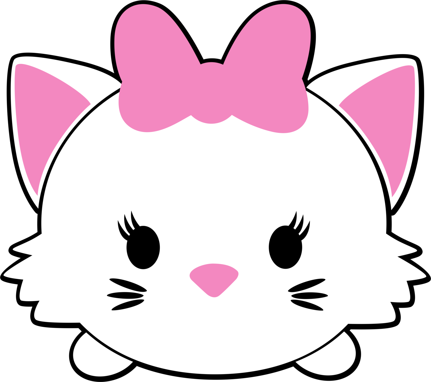 A Cartoon Of A Cat With A Bow PNG