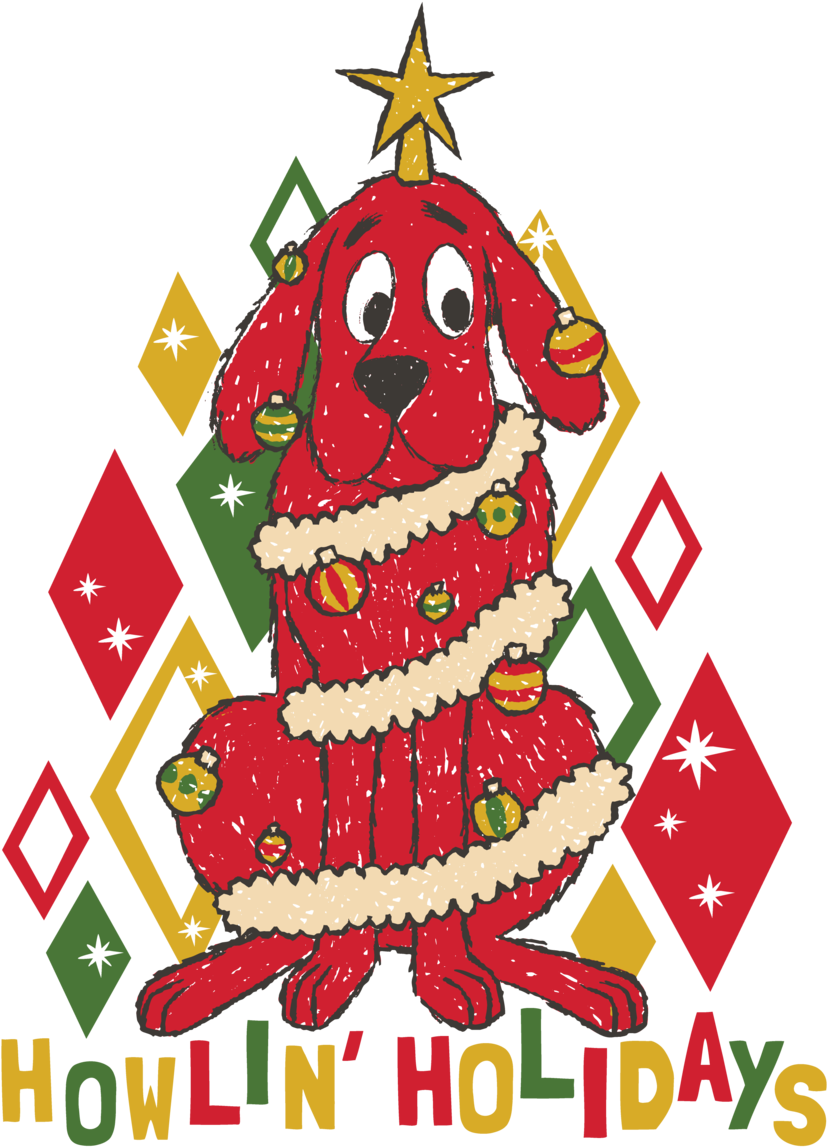 A Cartoon Of A Dog With Ornaments PNG