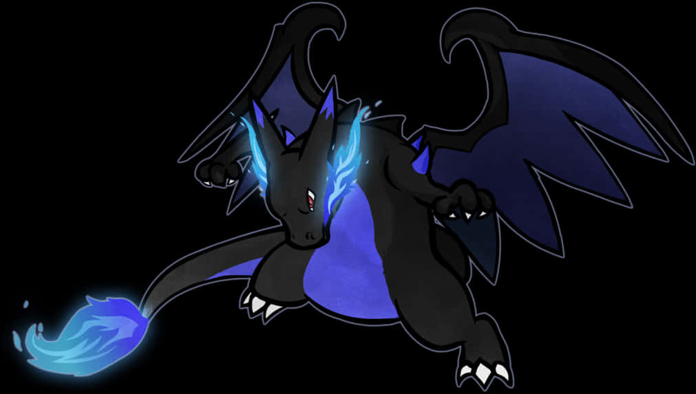 A Cartoon Of A Dragon With Blue Flames PNG