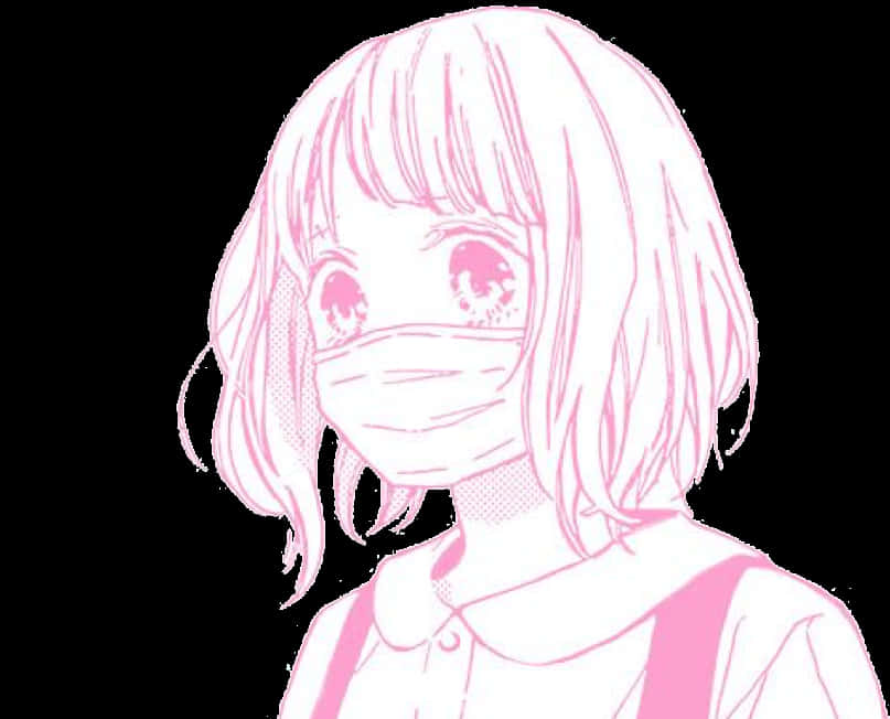 A Cartoon Of A Girl Wearing A Face Mask PNG