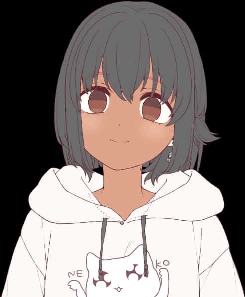 A Cartoon Of A Girl With Grey Hair PNG
