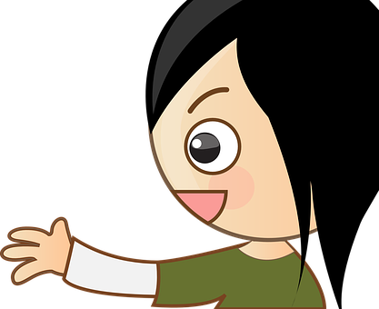 A Cartoon Of A Girl With Her Hand Out PNG