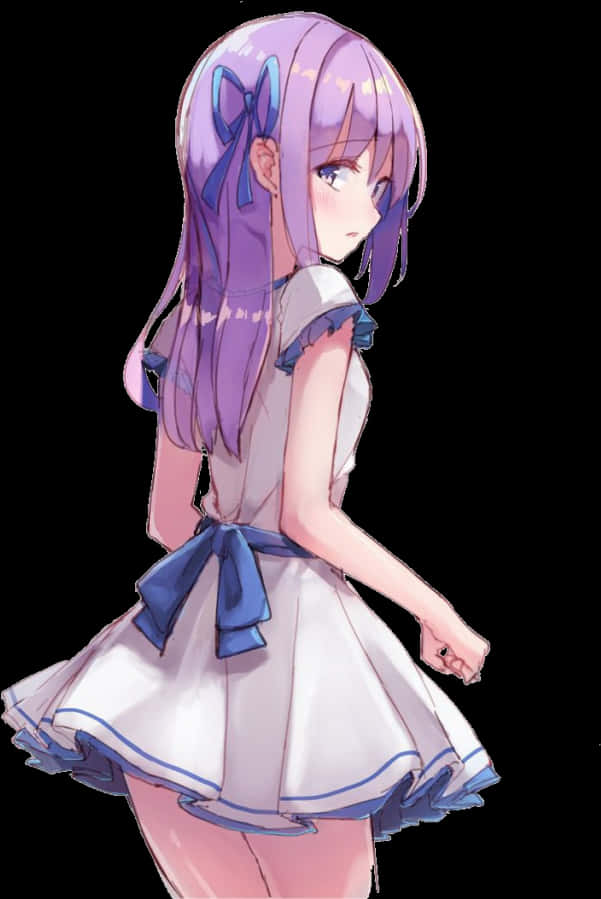 A Cartoon Of A Girl With Purple Hair PNG