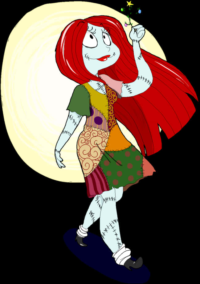 A Cartoon Of A Girl With Red Hair PNG