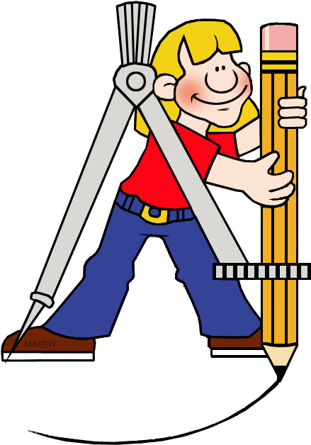 A Cartoon Of A Man Holding A Pencil And A Ruler PNG